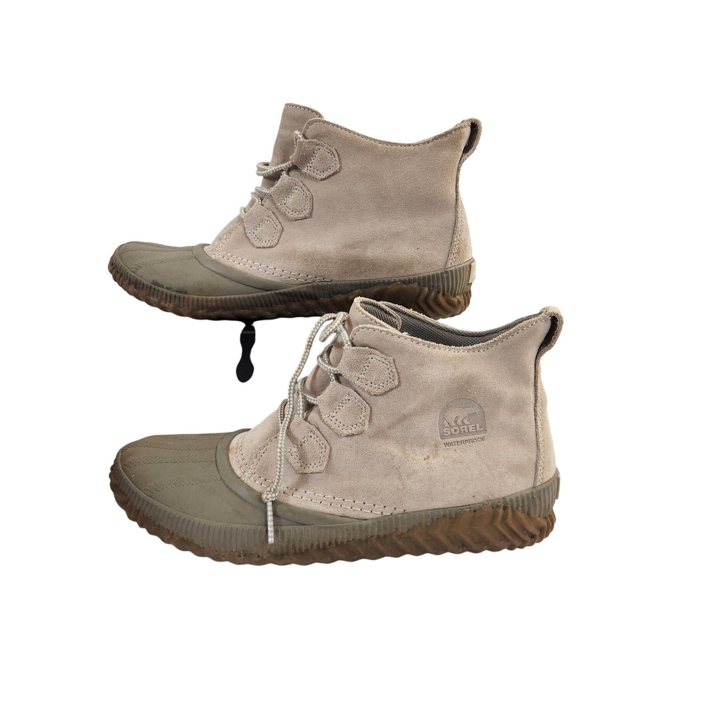 Sorel Womens Out & About Waterproof Suede Lace Up Duck Boots Taupe Size‎ 7